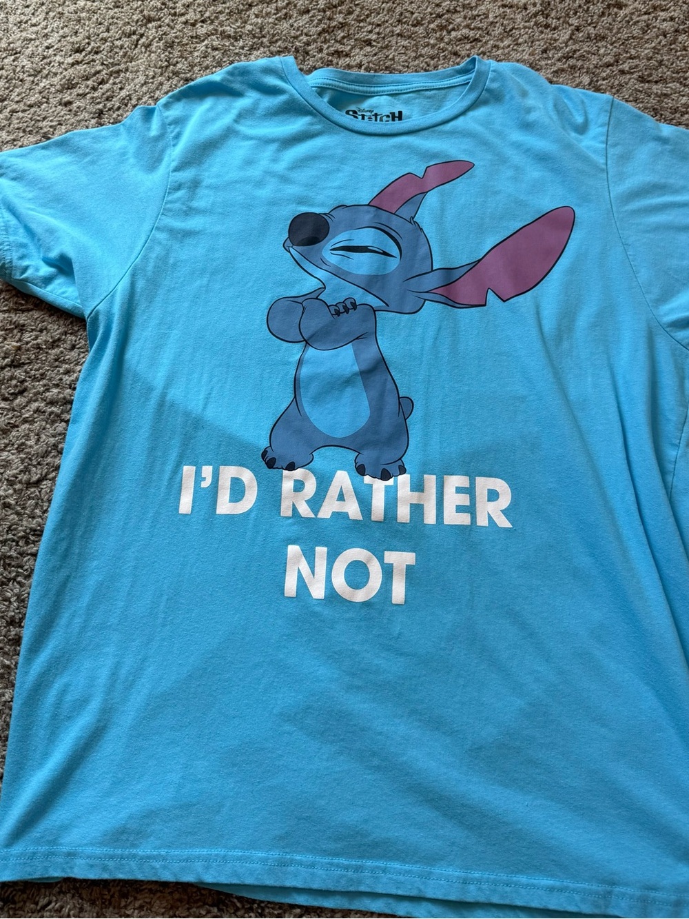 Disney Stitch 'I'd Rather Not' Blue Men’s Graphic Tee